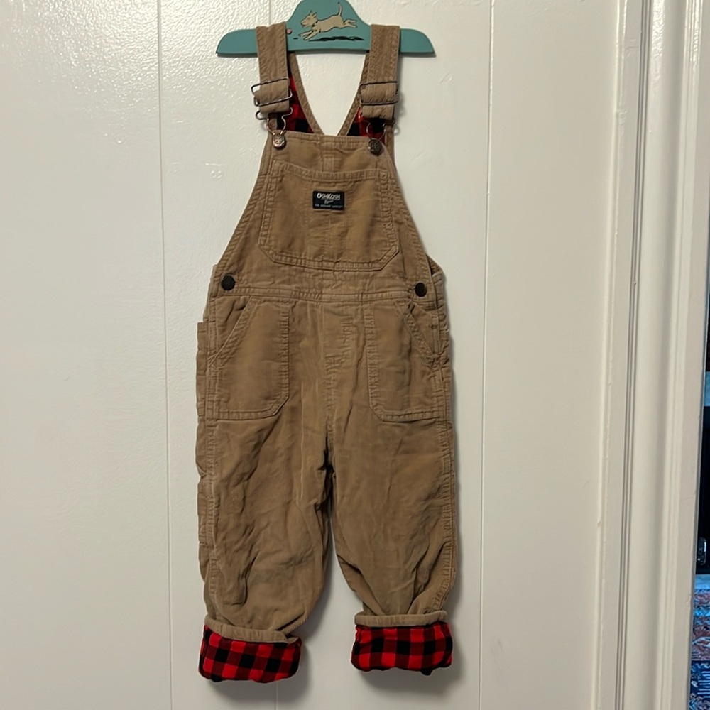 4T flannel-lined corduroy overalls